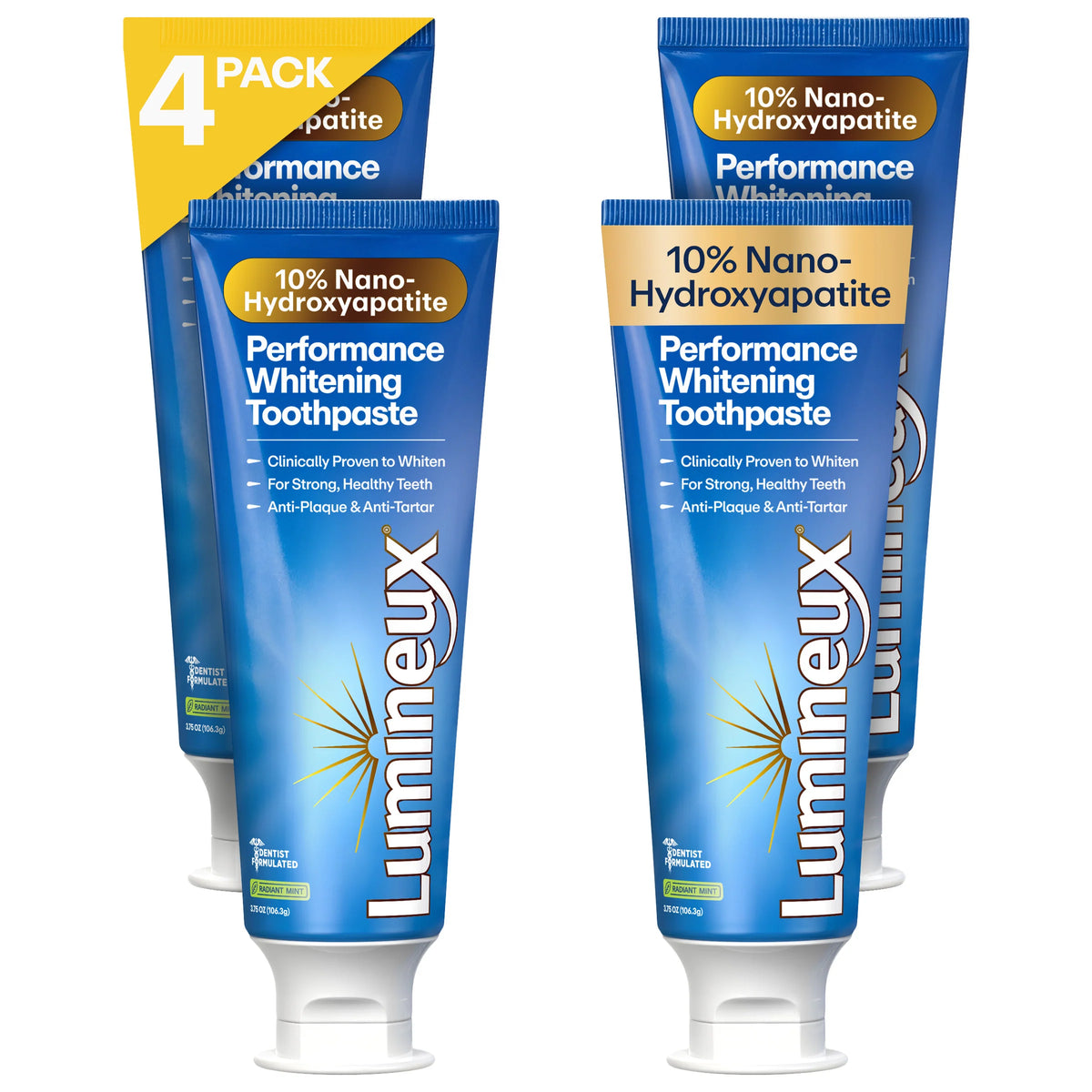 Lumineux® 10% Nano Hydroxyapatite Performance Whitening Toothpaste - 4 Pack