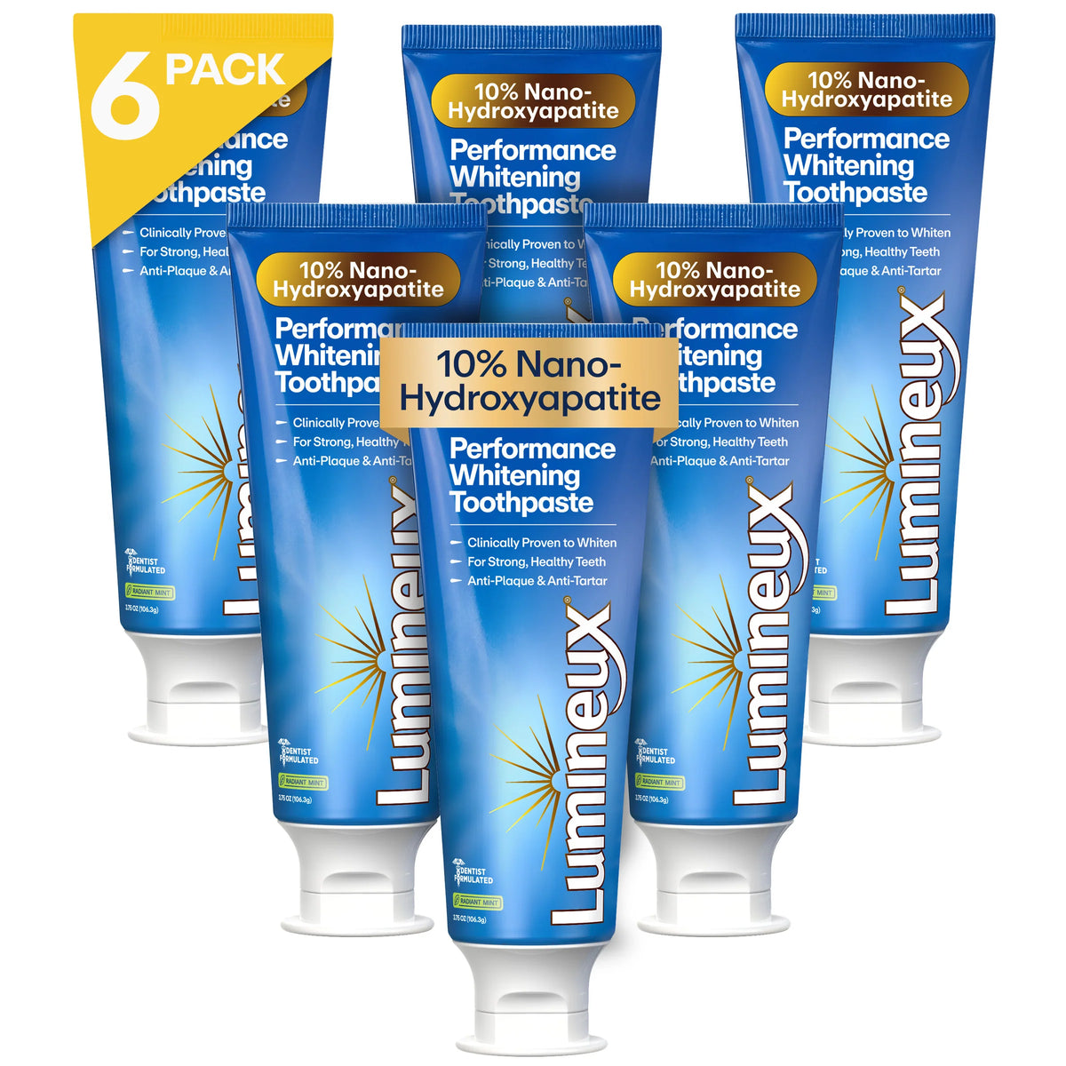 Lumineux® 10% Nano Hydroxyapatite Toothpaste - 6 Pack Subscribe & Save 10%